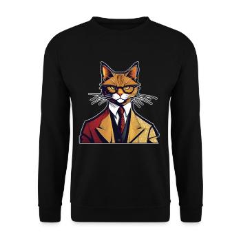 Katzen Katze Katzenshirt Katze Geschenkidee kitten - Unisex Pullover - Schwarz - Vorne - Alina (178cm) & Michal (187cm)