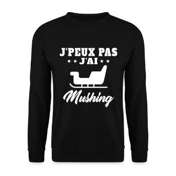 J'peux pas Mushing Chiens Traineau Cadeau Musher - Sweat-shirt Unisexe - noir - Devant - Alina (178cm) & Michal (187cm)