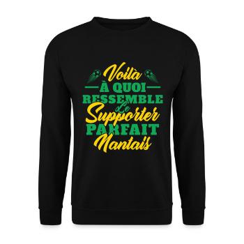 Supporter Nantais Cadeau Foot-ball Club Nantes - Sweat-shirt Unisexe - noir - Devant - Alina (178cm) & Michal (187cm)