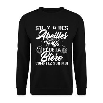 S'il y a des abeilles et de la bière - Sweat-shirt Unisexe - noir - Devant - Alina (178cm) & Michal (187cm)