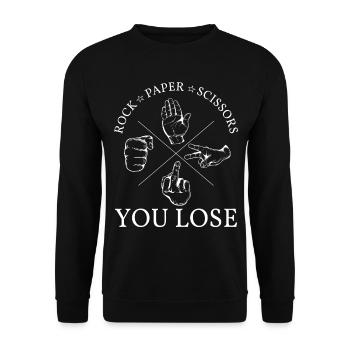 Scissors Stone Paper Hand Game, You Lose - Unisex Sweatshirt - black - Front - Alina (178cm) & Michal (187cm)