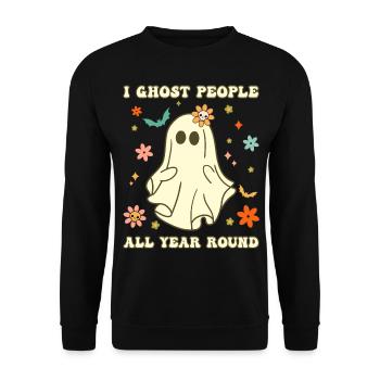 Halloween I Ghost People All Year Long - Unisex Sweatshirt - black - Front - Alina (178cm) & Michal (187cm)