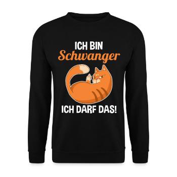Katze Ich Bin Schwanger Ich Darf Das - Unisex Pullover - Schwarz - Vorne - Alina (178cm) & Michal (187cm)