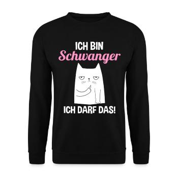 Schwangerschaft Katze Ich Bin Schwanger Ich Darf D - Unisex Pullover - Schwarz - Vorne - Alina (178cm) & Michal (187cm)