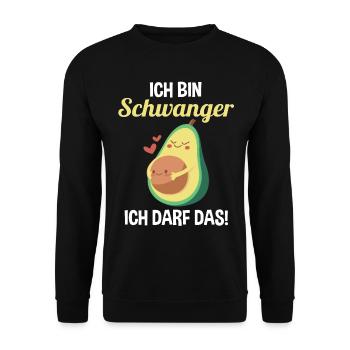 Avocado Ich Bin Schwanger Ich Darf Das - Unisex Pullover - Schwarz - Vorne - Alina (178cm) & Michal (187cm)
