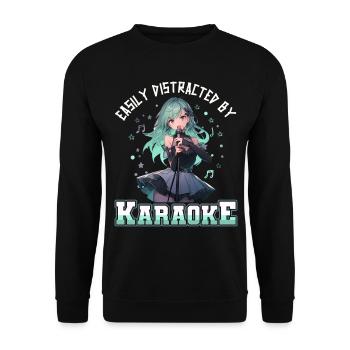 Facilement distrait par le karaoké - Sweat-shirt Unisexe - noir - Devant - Alina (178cm) & Michal (187cm)