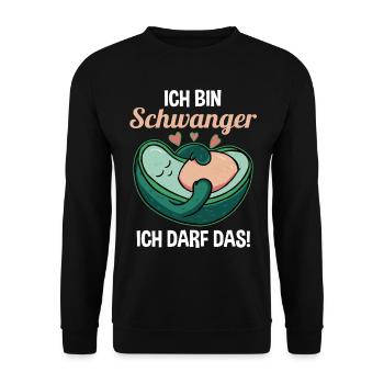 Schwangerschaft Avocado Ich Bin Schwanger Ich Darf - Unisex Pullover - Schwarz - Vorne - Alina (178cm) & Michal (187cm)