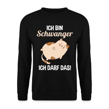 Schwangerschaft Katze Ich Bin Schwanger Ich Darf D - Unisex Pullover - Schwarz - Vorne - Alina (178cm) & Michal (187cm)