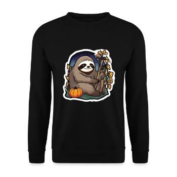 Paresseux Halloween Paresseux Paresseux Citrouille paresseuse - Sweat-shirt Unisexe - noir - Devant - Alina (178cm) & Michal (187cm)