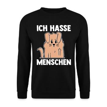 Ich Hasse Menschen Hund - Unisex Pullover - Schwarz - Vorne - Alina (178cm) & Michal (187cm)