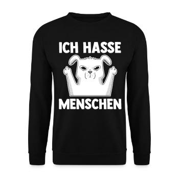 Hund Ich Hasse Menschen - Unisex Pullover - Schwarz - Vorne - Alina (178cm) & Michal (187cm)