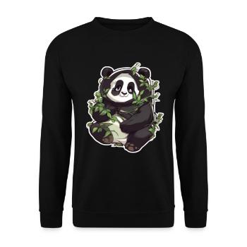 Panda Pandas Panda Baby Panda Tier Tiere - Unisex Pullover - Schwarz - Vorne - Alina (178cm) & Michal (187cm)