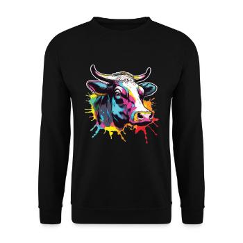Vache Vaches Tête de vache Agriculture Agriculteur - Sweat-shirt Unisexe - noir - Devant - Alina (178cm) & Michal (187cm)