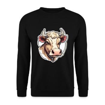 Vache Vaches Tête de vache Agriculture Agriculteur - Sweat-shirt Unisexe - noir - Devant - Alina (178cm) & Michal (187cm)