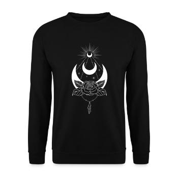 Mystical Wicca Crescent Design: Nature's Magic - Unisex Sweatshirt - black - Front - Alina (178cm) & Michal (187cm)