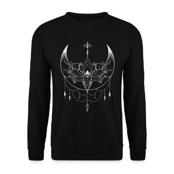 Mystical Wiccan Design Crescent Moon Crystals Flowers - Unisex Sweatshirt - black - Front - Alina (178cm) & Michal (187cm)