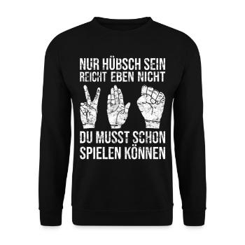 Schere Stein Papier Hübsch Handspiel - Unisex Pullover - Schwarz - Vorne - Alina (178cm) & Michal (187cm)