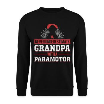 Never Underestimate Grandpa With A Paramotor - Unisex Sweatshirt - black - Front - Alina (178cm) & Michal (187cm)