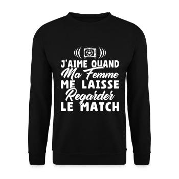 J'aime ma femme / Humour Mari - Sweat-shirt Unisexe - noir - Devant - Alina (178cm) & Michal (187cm)