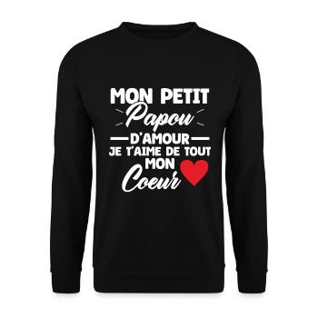 Mon petit papou d'amour je t'aime Cadeau Papou - Sweat-shirt Unisexe - noir - Devant - Alina (178cm) & Michal (187cm)