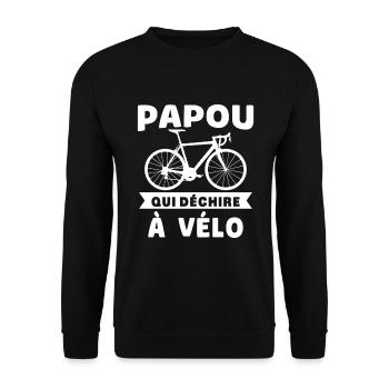 Papou qui déchire à Vélo Humour Cadeau Grand-père - Sweat-shirt Unisexe - noir - Devant - Alina (178cm) & Michal (187cm)