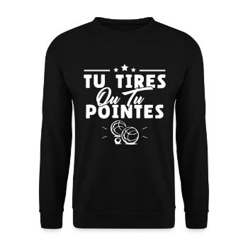 Tu tires ou tu pointes humour cadeau - Sweat-shirt Unisexe - noir - Devant - Alina (178cm) & Michal (187cm)