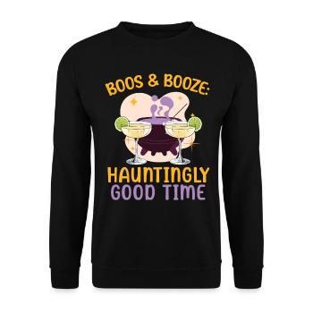Boos & Booze: Spooky Good Time Halloween - Unisex Sweatshirt - black - Front - Alina (178cm) & Michal (187cm)