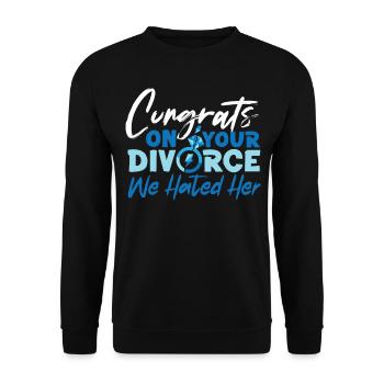 Happy Divorce Party Congrats On - Unisex Sweatshirt - black - Front - Alina (178cm) & Michal (187cm)