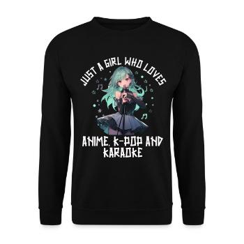 Juste une fille qui aime l’anime K-Pop et le karaoké - Sweat-shirt Unisexe - noir - Devant - Alina (178cm) & Michal (187cm)