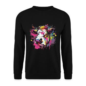 Vache Vaches Tête de vache Agriculture Agriculteur - Sweat-shirt Unisexe - noir - Devant - Alina (178cm) & Michal (187cm)