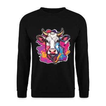 Vache Vaches Tête de vache Agriculture Agriculteur - Sweat-shirt Unisexe - noir - Devant - Alina (178cm) & Michal (187cm)