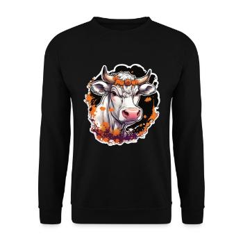 Kug Cow Halloween Cow Skull Cow Head Cows - Unisex Sweatshirt - black - Front - Alina (178cm) & Michal (187cm)