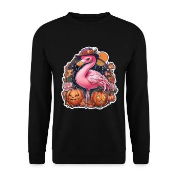 Flamingo Pink Flamingo Flamingo Halloween - Unisex Pullover - Schwarz - Vorne - Alina (178cm) & Michal (187cm)
