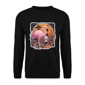 Flamingo Pink Flamingo Flamingo Halloween - Unisex Pullover - Schwarz - Vorne - Alina (178cm) & Michal (187cm)