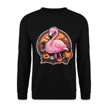 Flamingo Pink Flamingo Flamingo Halloween - Unisex Pullover - Schwarz - Vorne - Alina (178cm) & Michal (187cm)