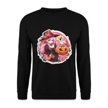 Flamingo Pink Flamingo Flamingo Halloween - Unisex Pullover - Schwarz - Vorne - Alina (178cm) & Michal (187cm)