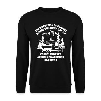Camping d’aventure en plein air : forêt, montagne, feu de camp - Sweat-shirt Unisexe - noir - Devant - Alina (178cm) & Michal (187cm)