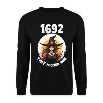 1692 Salem - Conception de sorcière magique pour Halloween - Sweat-shirt Unisexe - noir - Devant - Alina (178cm) & Michal (187cm)
