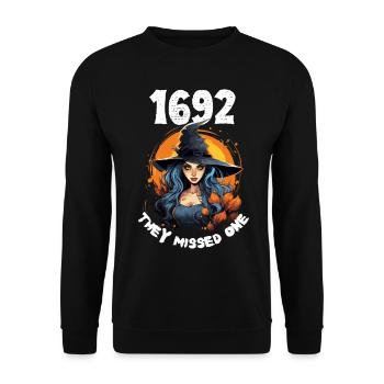 Halloween Hexe des Mysteriums aus Salem 1692 - Unisex Pullover - Schwarz - Vorne - Alina (178cm) & Michal (187cm)
