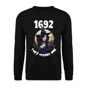 Magisches Halloween Salem 1692 Hexe Design Frauen - Unisex Pullover - Schwarz - Vorne - Alina (178cm) & Michal (187cm)