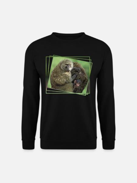 Pavian Familie - Affen - Primaten Wildtier Africa - Unisex Pullover - Schwarz