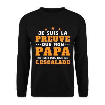 Preuve que papa ne fait pas que de l'escalade - Sweat-shirt Unisexe - noir - Devant - Alina (178cm) & Michal (187cm)