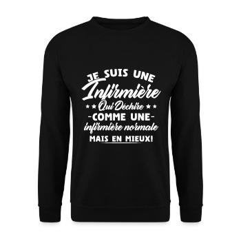 Je Suis Une Infirmière Qui Déchire Humour Cadeau - Sweat-shirt Unisexe - noir - Devant - Alina (178cm) & Michal (187cm)