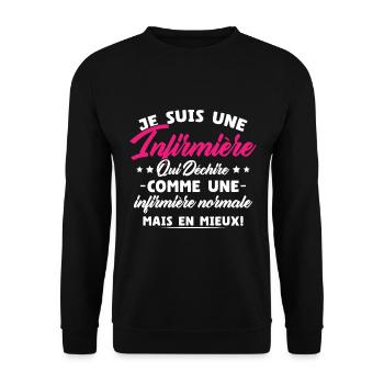 Je Suis Une Infirmière Qui Déchire Humour Cadeau - Sweat-shirt Unisexe - noir - Devant - Alina (178cm) & Michal (187cm)