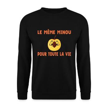 EVG Drôle Le Même Minou pour toute la vie - Sweat-shirt Unisexe - noir - Devant - Alina (178cm) & Michal (187cm)