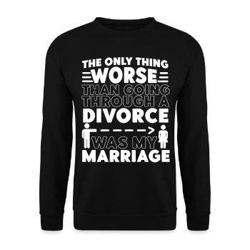 Happy Divorce Party The Only Thing - Unisex Pullover - Schwarz - Vorne - Alina (178cm) & Michal (187cm)