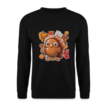 Thanksgiving Truthahn Herbst Erntedankfest - Unisex Pullover - Schwarz - Vorne - Alina (178cm) & Michal (187cm)