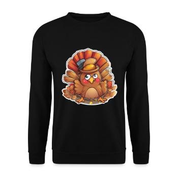 Thanksgiving Truthahn Herbst Erntedankfest - Unisex Pullover - Schwarz - Vorne - Alina (178cm) & Michal (187cm)