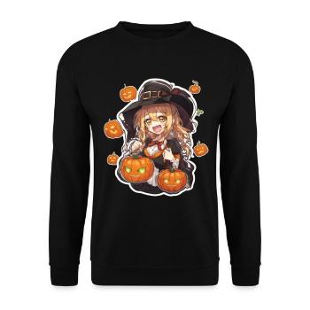 Sorcière Sorcière Halloween Tenue Sorcière Costume Citrouille - Sweat-shirt Unisexe - noir - Devant - Alina (178cm) & Michal (187cm)