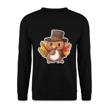 Thanksgiving Truthahn Herbst Erntedankfest - Unisex Pullover - Schwarz - Vorne - Alina (178cm) & Michal (187cm)